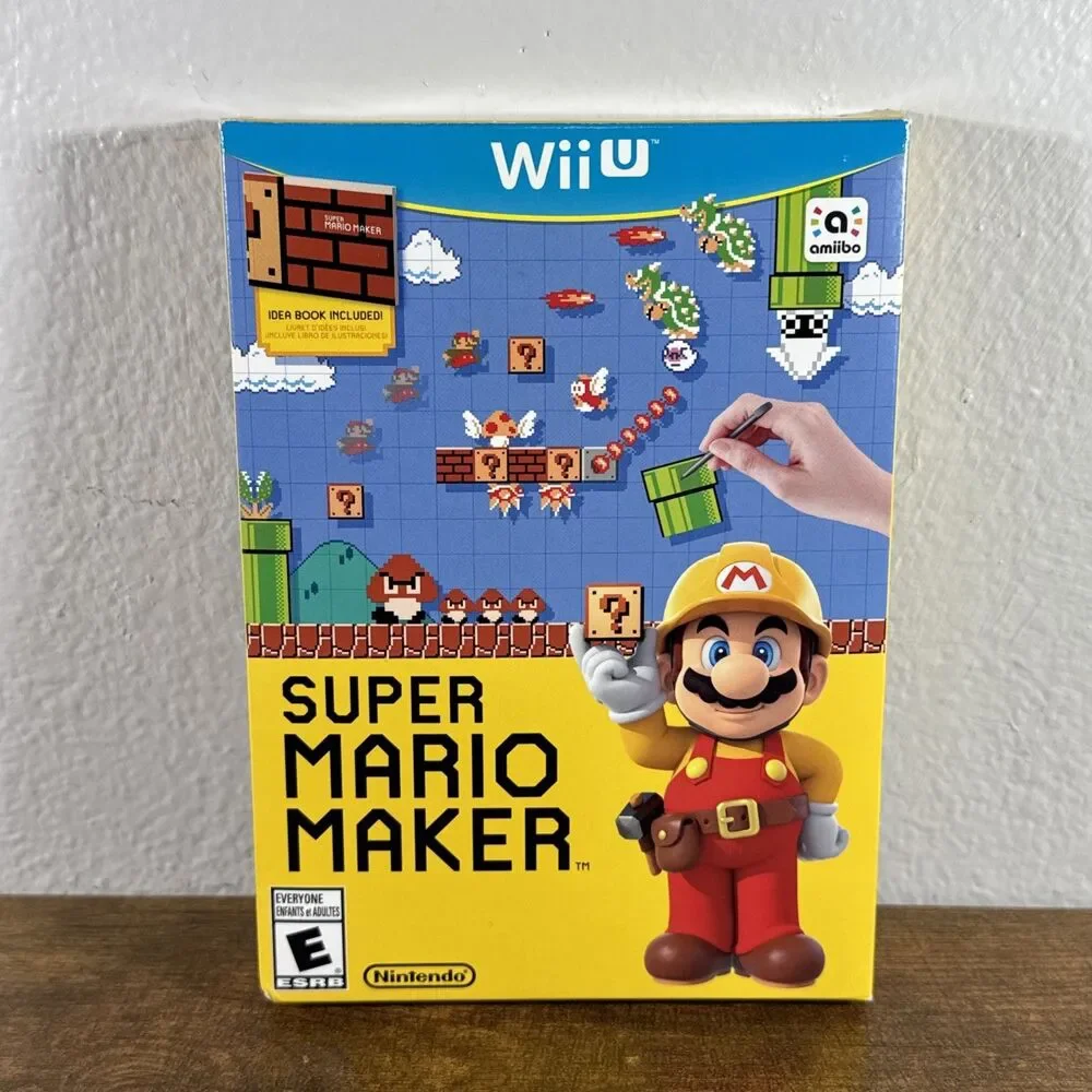 Super Mario Maker Wii U CIB Game Nintendo Wii U 2015 w/ Slipcover + Book